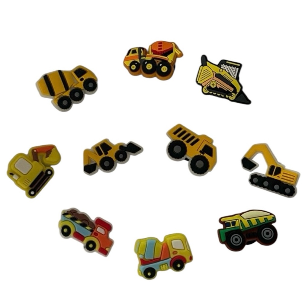 Shoe Charms for Clogs or Crocs 10 Pieces Construction Trucks Vehicles NWOT